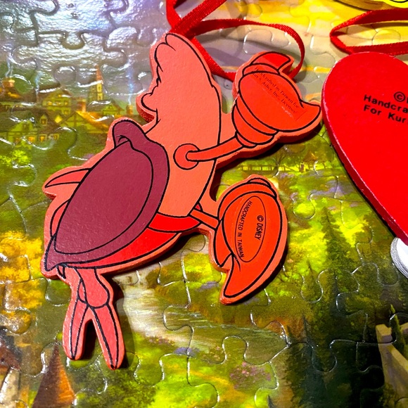 DISNEY’S KURT ADLER VTG 90s THE LITTLE MERMAID HANDCRAFTED WOODEN XMAS ORNAMENTS - Picture 8 of 12